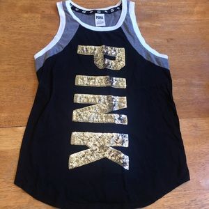 Pink gold bling sequined tank top NICE size Small